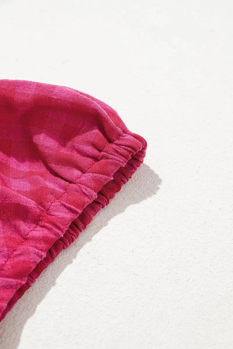 Rose Ginham Check Bubble Sleeve Ruffled Maxi Dress for Women - Love Salve